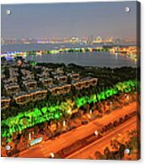 Suzhou Night Cityscape Near Jinji Lake Acrylic Print