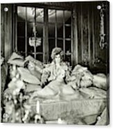 Suzy Mehle On A Sofa In Her Mansion Acrylic Print