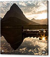 Swiftcurrent Lake Boats Reflection And Flare Acrylic Print