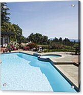 Swimming Pool Overlooking Rural Landscape Acrylic Print