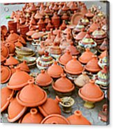 Tajine Pottery Stacked In A Market Acrylic Print