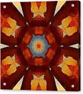 Tangerine Sunset Crystal Mandala Acrylic Print