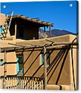 Taos Pueblo Striking Shadows Acrylic Print