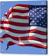Tattered American Flag, Still Flying Free And Proud Acrylic Print