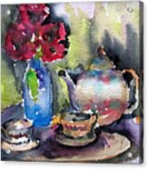 Tea And Flowers Acrylic Print