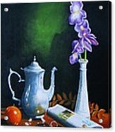 Tea Pot With Iris Acrylic Print