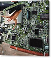 Circuit Board Electronic Art Technobat Abstract Acrylic Print