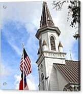 Texas Church And Flags Acrylic Print