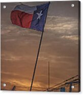 Texas Flag Flying From A Fishing Boat At Sunrise Acrylic Print