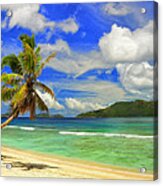 The Beach At Anse Gaulettes Acrylic Print