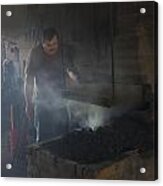 The Blacksmith At Work Acrylic Print