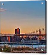 The Brooklyn Bridge And The Empire State Building Acrylic Print