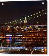 The Empire State Building Framed By The Brooklyn Bridge Acrylic Print