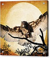 The Eurasian Eagle Owl And The Moon Acrylic Print