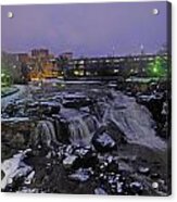 The Falls In Downtown Greenville Sc After A Light Snow Fall Acrylic Print
