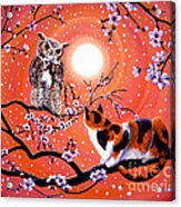 The Owl And The Pussycat In Peach Blossoms Acrylic Print