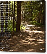 The Road Not Taken - Robert Frost Path In The Woods Acrylic Print