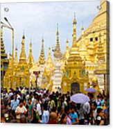 The Shwedagon Pagoda During The Enlightenment Of Buddha Celebrations Yangon Myanmar Acrylic Print