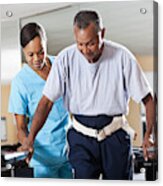 Therapist With Patient Doing Gait Training Acrylic Print