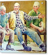 Three Guys On A Bench Acrylic Print