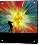 Tie Dye Silhouette Golfer Acrylic Print