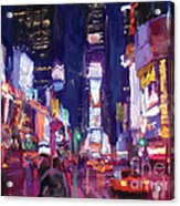 Amy's Time Square In The Rain Acrylic Print