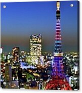 Tokyo Tower 2020 At Twilight Acrylic Print