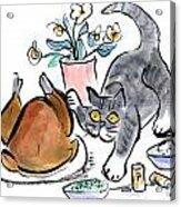 Touching The Turkey - Bad Kitty Acrylic Print