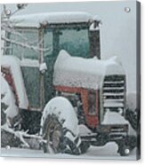 Tractor In The Snow Acrylic Print