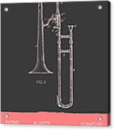 Trombone Patent From 1902 - Modern Gray Salmon Acrylic Print