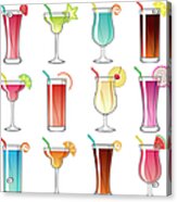 Tropical Cocktail Glass Icons Set Acrylic Print
