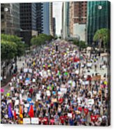 Trump Protest March, Figueroa Street Downtown Los Angeles Acrylic Print