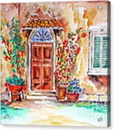 Tuscan Villa Door Water Color Acrylic Print