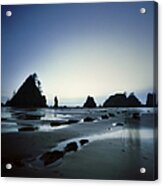 Twilight Falls On Sea Stacks At Coast Acrylic Print