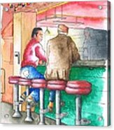 Two Friends In The Farmers Market Bar, Los Angeles, California Acrylic Print
