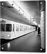 U-bahn Train Pulling In To Ubahn Station Berlin Germany Acrylic Print