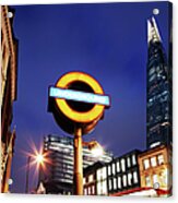 Underground Sign In Street By The Shard Acrylic Print