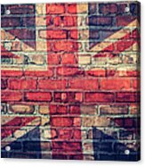 Union Jack Flag On  Brick Wall Acrylic Print