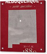 University Of New Mexico Albuquerque Lobos College Town State Map Poster Series No 074 Acrylic Print