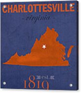 University Of Virginia Cavaliers Charlotteville College Town State Map Poster Series No 119 Acrylic Print