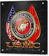 U. S. Marine Corps U S M C Emblem On Black Acrylic Print