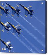 Us Navy Blue Angels Delta Formation Fa-18 Hornet Nafec El Centro February 19 2015 Acrylic Print