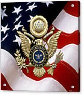 U. S.  Navy Captain - C A P T  Rank Insignia Over Gold Great Seal Eagle And Flag Acrylic Print
