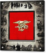 U. S. Navy S E A Ls Trident Emblem Over Navy Seals Collage Acrylic Print