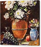 Vase Of Flowers And Fruit Acrylic Print
