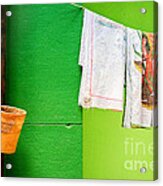 Vase Towels And Green Wall Acrylic Print