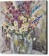 Vase With White And Purple Flowers Acrylic Print
