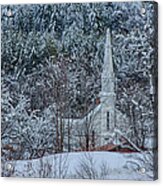 Vermont Church In Snow Acrylic Print