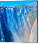 Victoria Falls Double Rainbow Acrylic Print