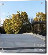 View Of Fall Trees From Footbridge - M Landscapes Fall Collection No. Lf21 Acrylic Print